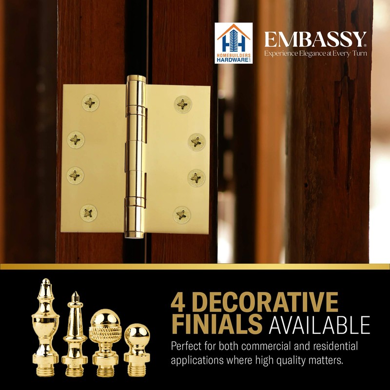 Embassy Door Hinge Solid Brass - 3 x 3 Inch,