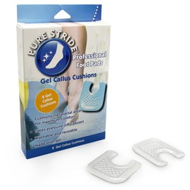 Pure Stride Gel Callus Cushions, Professional Foot Pads - Reusable U Shaped Pads, Callous and Corn Protectors for Feet - 2 Pcs Gel Cushion