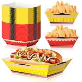 Baderke 50 Pcs 2lb Paper Food Trays Boats Disposable Nacho Trays Pencil Design Kraft Paper Boats for Tacos Dinners Cookouts Back to School First Day of School Graduation Parties Supplies