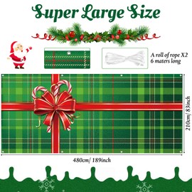 WovWeave Christmas Garage Door Banner 7 x 16 ft Christmas Garage Door Murals Christmas Garage Decorations Large Winter Xmas Garage Backdrops Door Cover for Christmas Outdoor Decoration(Gift Box)