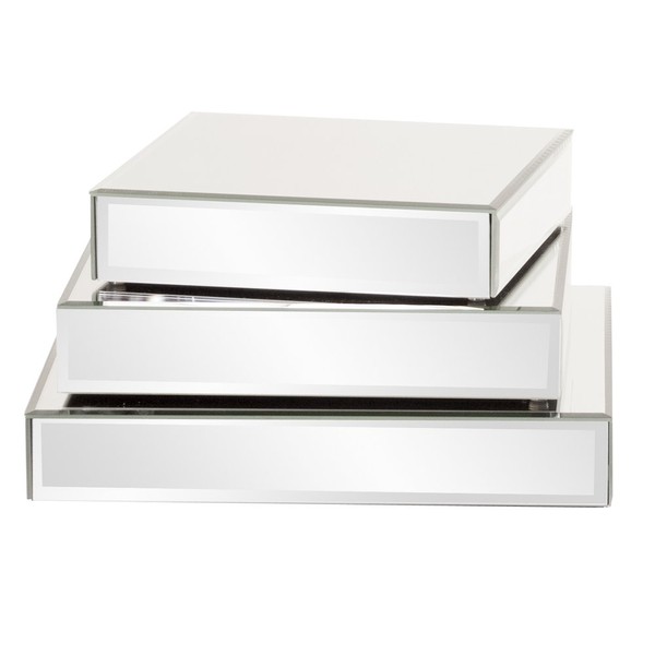 Howard Elliott Square Mirrored Product Display Platform Riser, Beautifully Accent a Table Display, Decorative Piece, Showpeice Display, Mirror Finish, 3 Piece