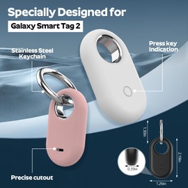 Bonsture Compatible with Smart tag 2 case, Silicone with SmartTag2 Keychain Full Body Shockproof, Anti-Scratch for Backpacks, Car Keys,Luggage, Valuables (BLACK,WHITE,RED,BLUE)