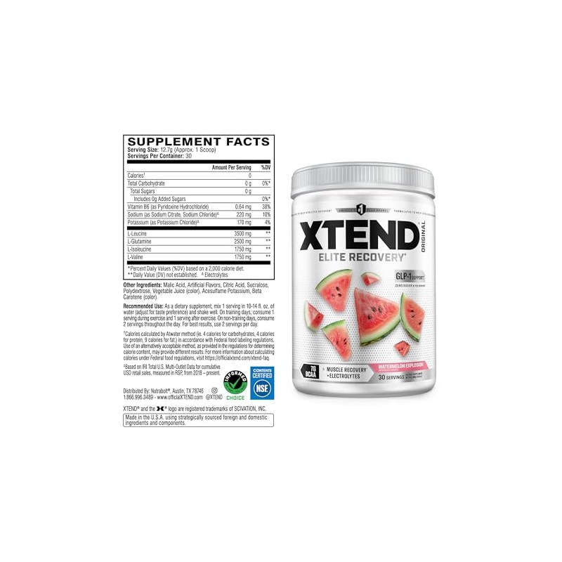 XTEND Original BCAA Sabor Sandía, 30 Servicios. Suplemento Alimenticio a