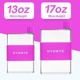 Hydrte Flat Water Bottle, Leak Proof Slim Design 370ml Cute Water Bottle for Women Men BPA Free Square