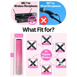 RhymKawa Wireless Microphone Sleeve for Shuer SM58, Beta 58A Gradient Rhinestones Mic Covers Replacement (Pinkly)