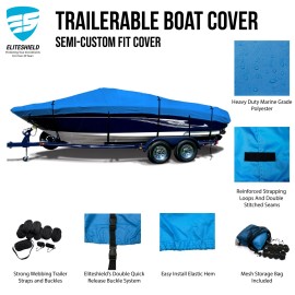 EliteShield Chris-Craft Launch 22 bowrider cruiser Trailerable waterproof Boat storage Cover - Blue