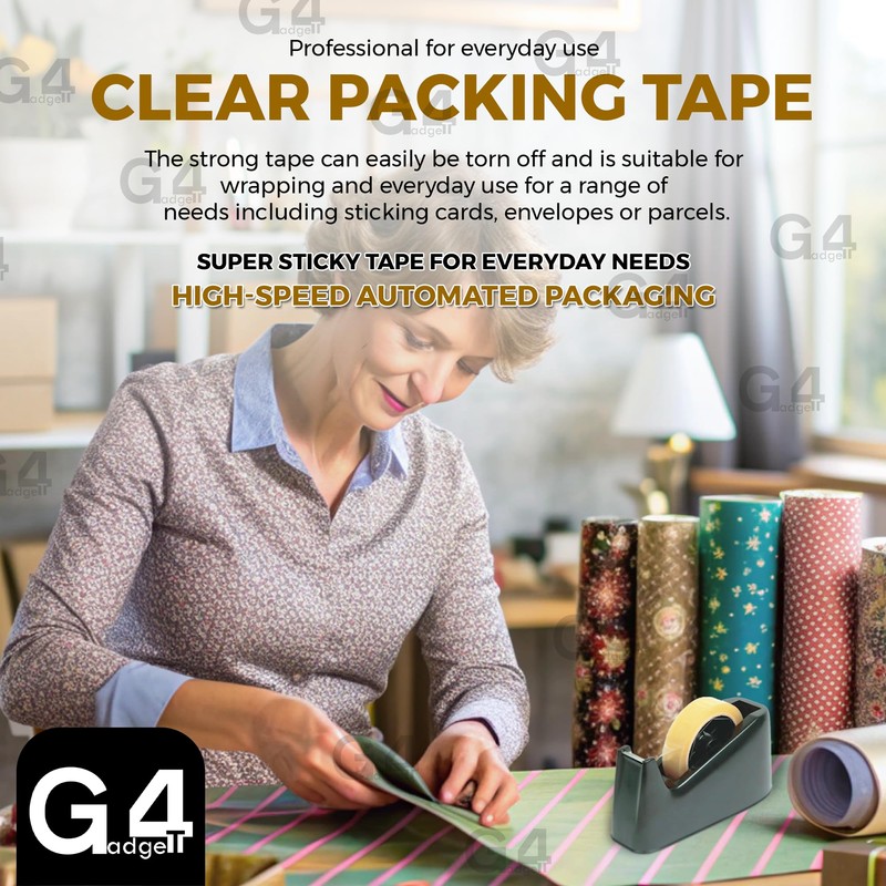 G4GADGET 3 Pack Clear Cellotape Rolls | 24mm x 40m