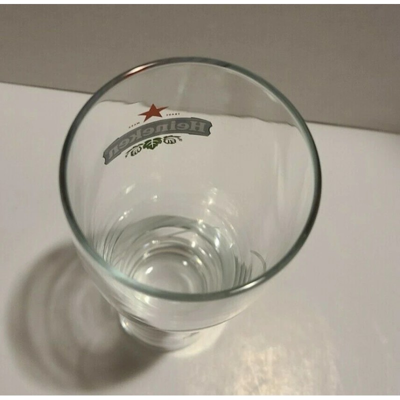 Heineken Beer Glass Red Star Logo Etching 6.5” Pilsner