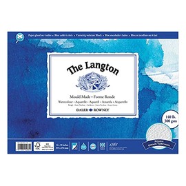 Daler-Rowney The Langton Watercolour Paper, Rough, 300 gsm, 140lb, Pad, Glued 4 Sides, 14 x 10in - 35.6 x 25.4 cm, Natural White, 12 Sheets