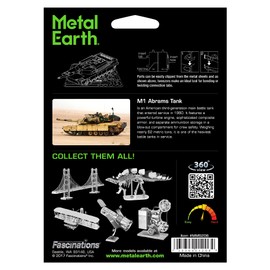 Metal Earth M1 Abrams Tank 3D Metal Model Kit Bundle with Tweezers Fascinations