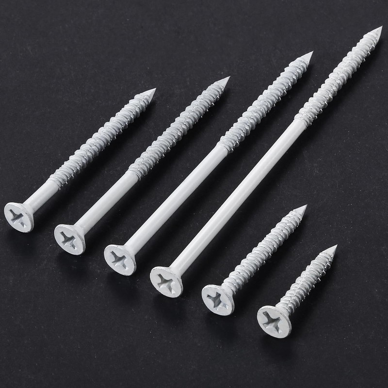 WenSilon(30 PCS) 1/4" x6 White Concrete Screw Anchor White Flat
