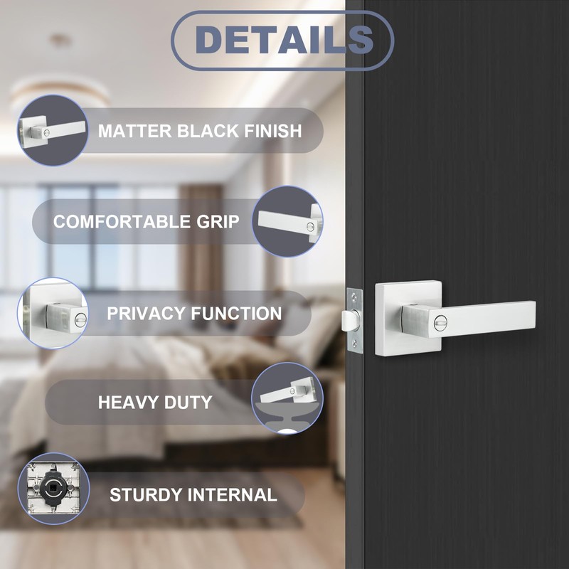 RAZCC Door Lever, Heavy Duty Interior Door Handles for Bathroom