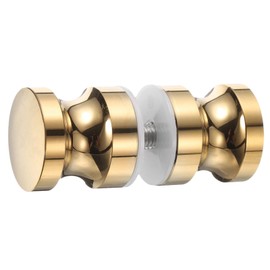 sourcing map Glass Door Handles, Round Sliding Shower Doors Knob Single Side Pull Handles with Screw Hardware Replacement Parts for 6-18mm Bathroom Glass Door（Gold）