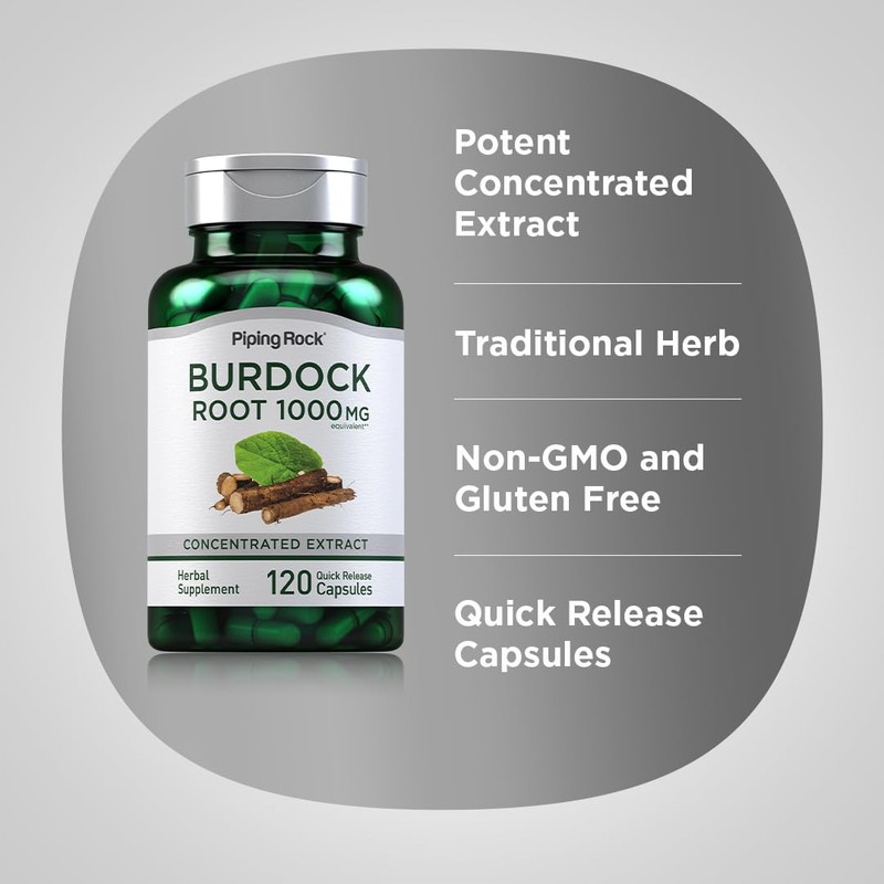 Piping Rock Burdock Root Capsules 1000mg | 120 Count |