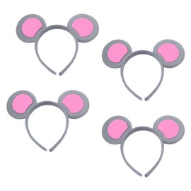 CENPEK 4 Pieces Headband with Mouse Ears, Animal Headband, Mouse, Animal Costume, Headpiece, Suitable for Boys and Girls, Birthday, Masquerade, Men and Women, Role Play