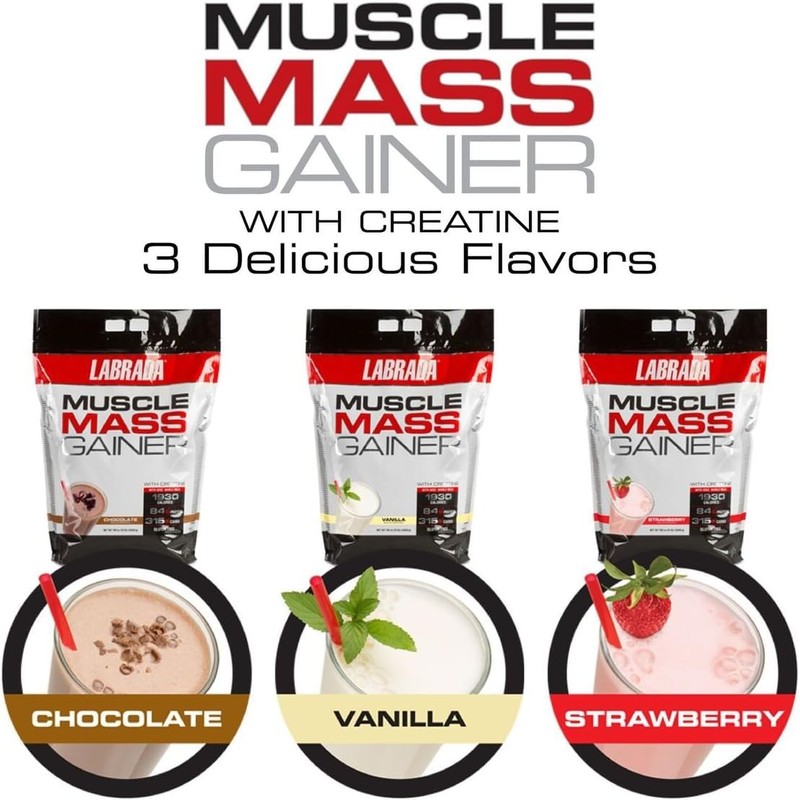 Labrada Nutrition Muscle Mass Gainer, Vanilla, 12 Pound