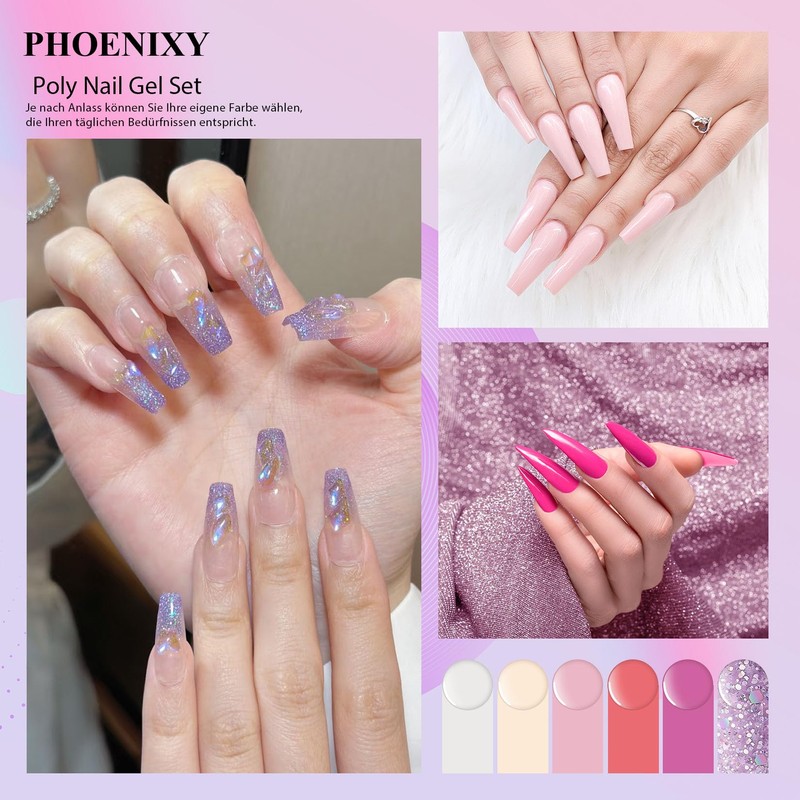 Phoenixy Poly Nail Starter Set 6 Colours Poly Nail Extension