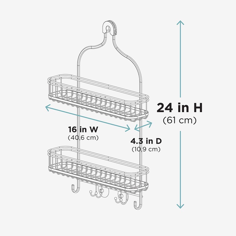 Zenna Home Shower Caddy Hanging Bathroom Organizer, Steel Shower Rack