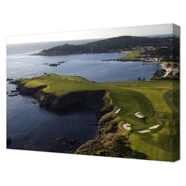 Pebble Beach Golf Course Wall Art Pictures - Pebble Beach Wall Art for Living Room Bedroom Bathroom Home Decorations Framed Artwork Canvas Prints Ready to Hang(18''H x 24''W)