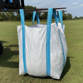 FIBC Bulk Bag, 1 Ton Bag, 35"L x 35"W x 43"H, 2000 lbs SWL, 6 Pack, Duffle Top Flat Bottom, Heavy Duty Woven Polypropylene Bags for Industry Construction