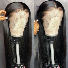 Lovestory Straight Lace Front Wigs Human Hair 13x4 HD Transparent Lace Frontal Human Hair Wigs Pre Plucked With Baby Hair for Black Women 150% Density (14 Inch)