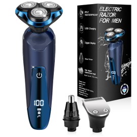 Viatia Electric Razors for Men – 3D Head Shavers, Wet & Dry Cordless Shaver, IPX7 Waterproof with Beard/Nose Trimmer & Face Cleaning Brush, Men’s Shaving Kit, Ideal Gift for Men