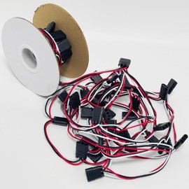 PSEQT 50 Counts 3 Prong Wire Harness Roll Female Bullet Plugs, 18 AWG Continuous Wire Harness 7" Spacing on Lead for LED Side Tail Clearance Marker Lights for Trailer Truck Bus ATV Van