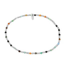 AeraVida Vibrant Multicolor Stones 925 Sterling Silver Stretchable Elastic Bracelet Lightweight Charm Accessory, 7 inch