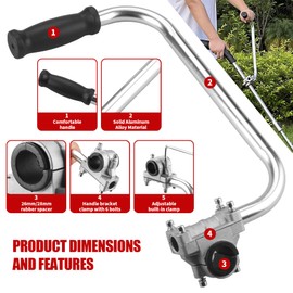 String Trimmers Handle with Shoulder Strap Harness, Weed Eater Handle Extension with Bracket Clamp, Ergonomic Trimmer Grip, Weed Wacker Attachments Aluminum Lawn Trimmer Grip for Landscaping,Lawn Care