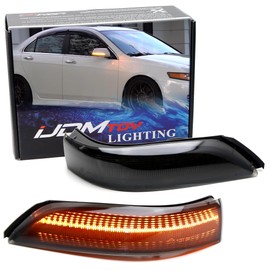 iJDMTOY Black-Out Smoked Lens Full LED Strip Dynamic Sequential Blink/Flow Side Mirror Turn Signal Light Assembly Kit Compatible with 2005-2013 Acura RL