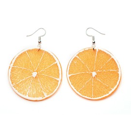 Miniblings Orange Slice Earrings Orange Fruit Summer Bartender XL Handmade Fashion Jewellery I Earrings Silver Plated, Plastic