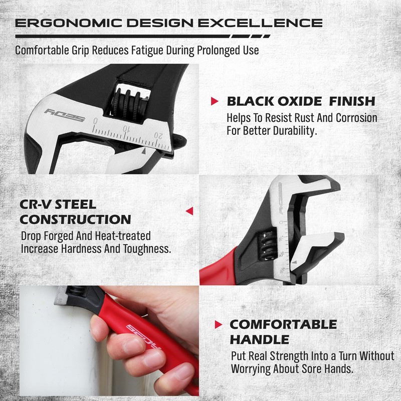 SEDY 6" Adjustable Wrench Pipe Spanner: Wide Jaw Black Oxide