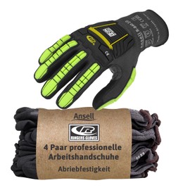 Ansell Ringers R840 Professional Work Gloves, Non-Slip Nitrile Coating, Industrial Protective Gloves for Mechanics, Workshop and Assembly, Washable, Black, Size XS (4 Pairs)