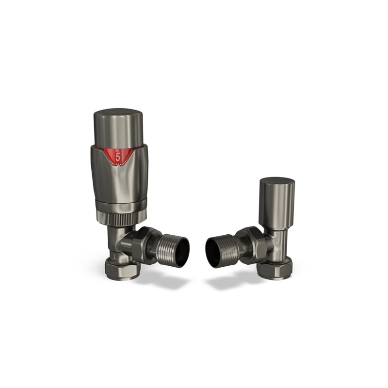 UK Radiators Thermostatic Radiator Valve (TRV) - 15mm Angled Lockshield