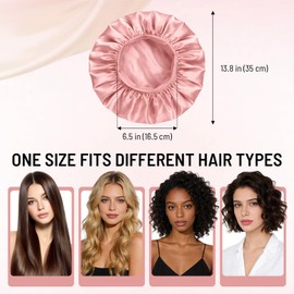CGFOXUO Silk Bonnet for Sleeping Women Men - Double Layer Satin Sleep Cap for Curly Natural Large Hair, Non-Slip Elastic Hair Bonnet Wrap for Long Braids Frizz Control - Soft Night Cap, Pink