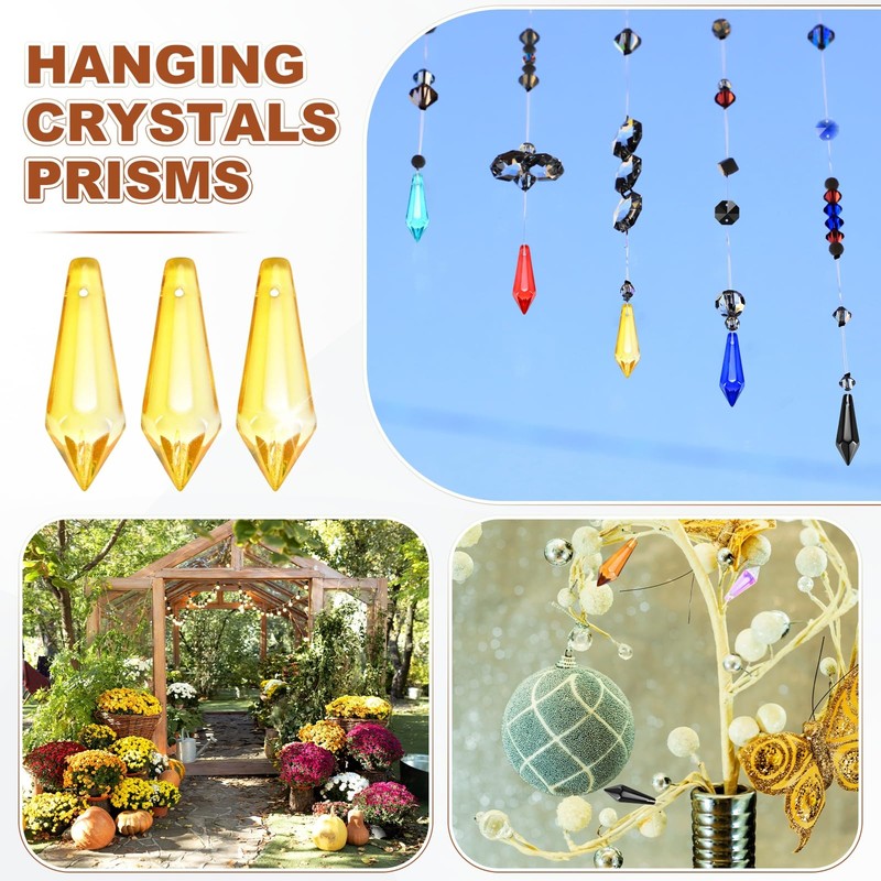 50-Pack Crystal Icicle Prisms, 34mm/1.34 Inch Chandelier Pendant Maker Hanging