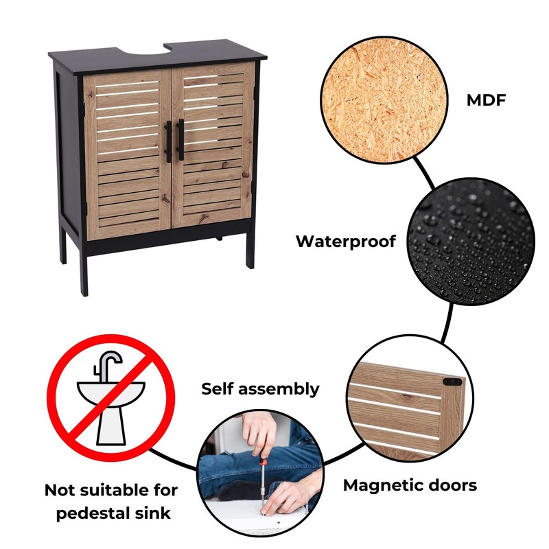 EVIDECO French Home Goods Modern Under Sink Bathroom Cabinet with