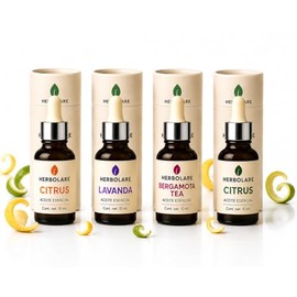 Herbolare Colección Bienestar – Set de 4 Aceites Esenciales 100% Puros para Aromaterapia | Equilibrio Emocional y Ambientes Armónicos | Eucalipto, Lavanda, Citrus y Bergamota Tea | 10 ml c/u