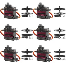 Pack of 6 Servo Motor Metal Gears: Servo Full Metal Gearbox 180 Degree Controllable Angle Servo MG90S Micro Servo Motor Compatible with Arduino, Mini Motor for Arduino Model Making Robot Arm Plane