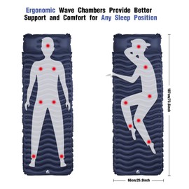 Unigear Ultralight Inflatable Sleeping Pad, Compact Air Camping Mat for Backpacking, Hiking and Traveling (Navy Blue Pad with Pillow)