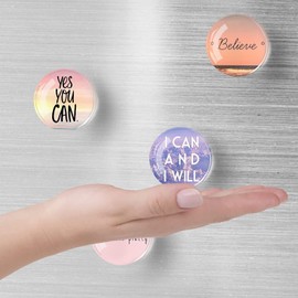 Fridge Magnets for Adults 12 Pcs Decorative Glass Refrigerator Magnets Cute Colorful Strong Magnets for Fridge Whiteboard Dishwasher Lockers (Inspirational Quotes)