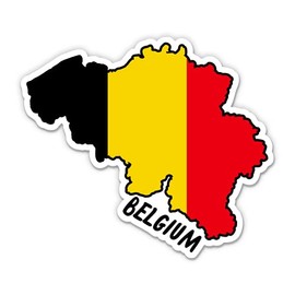 Squiddy Belgium Map with Flag - Vinyl Sticker Decal for Phone, Laptop, Water Bottle - 3"
