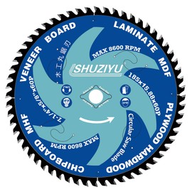 LSHUZIYU 7-1/4”(185MM)-60T, Super Thin Kerf 1/16"(1.6MM), Arbor 5/8", Anti-Stick Coating, Circular Saw Blade, FRAMING&Ripping, for Laminate, Veneer Board, Plywood, Hard Wood, MDF and HDF Cutting