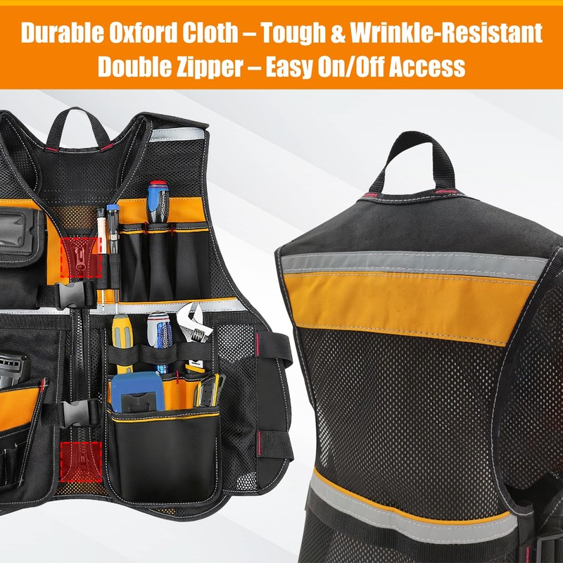 Electrician Tool Vest for Men, Tool Vest Electrician with Molded