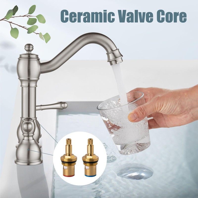 Aolemi Brushed Nickel 3 Holes Widespread Bathroom Sink Faucet 8