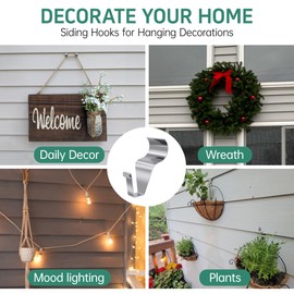 MUAKIOY Vinyl Siding Hooks, (30 Pack) Heavy Duty Vinyl Siding Hangers Clips, No Drill No Hole House Hook for Hanging Outdoor Lights Wreath Decor on Patio Porch Fence