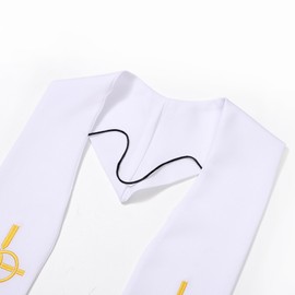 Erligo Pastor Wedding Stole with Embroidery Cross/Dove 94”/98" for Clergy (Stole with Fringe)