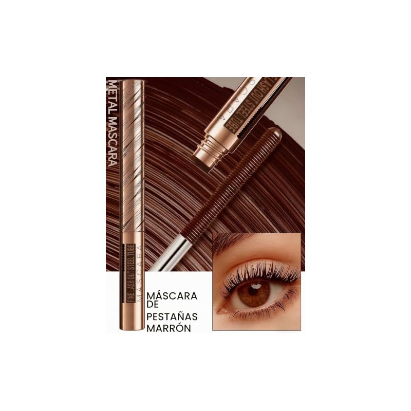 Erinde Máscara de pestañas Marrón Metal Wand, Resistente al Agua