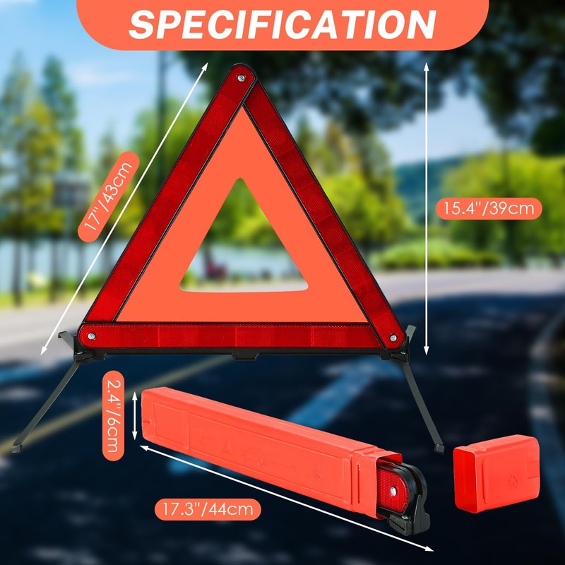 NATGAI 3 Pack Emergency Warning Triangles, Reflective Roadside Safety Triangle