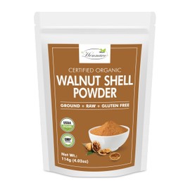 hennaco Organic Walnut Shell Powder| Natural Exfoliant | Resealable Zip Lock Pouch | USDA Organic| Pure & Natural Powder for Skin | Suitable for Face, body, & Foot Scrub | 114 Grams (4 OZ)